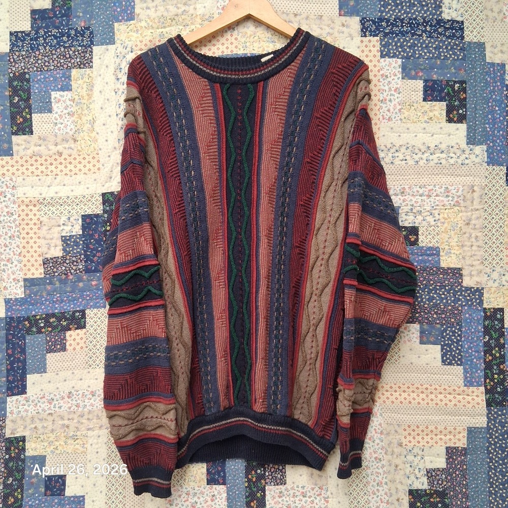 Vintage Cotton Traders 3D Sweater Mens Size Large Coogie Style Biggie 90s